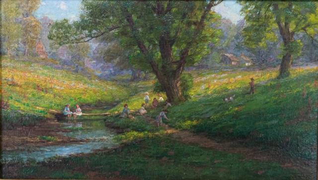 Charles Watson Oil on Canvas People in Landscape (1 of 8)