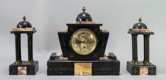 1900's Slate and Marble 3 Piece Clock Set (1 of 14)
