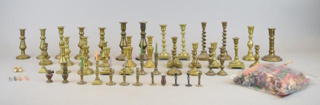 Large Grouping of Miniature Brass Candlesticks (1 of 7)