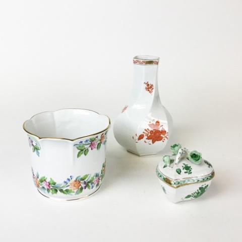 3 Pieces Herend Porcelain - Vase, Cache Pot & Box (1 of 8)