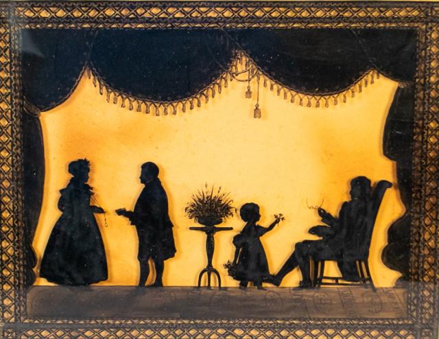 Reverse Painted Family Silhouette on Glass (1 of 6)