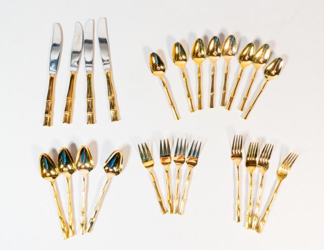 24 Pieces Viners of Sheffield Gold Cane Flatware (1 of 17)