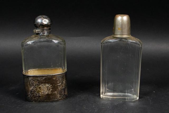 Lot of 2 Glass and Metal Hip Flasks (1 of 14)