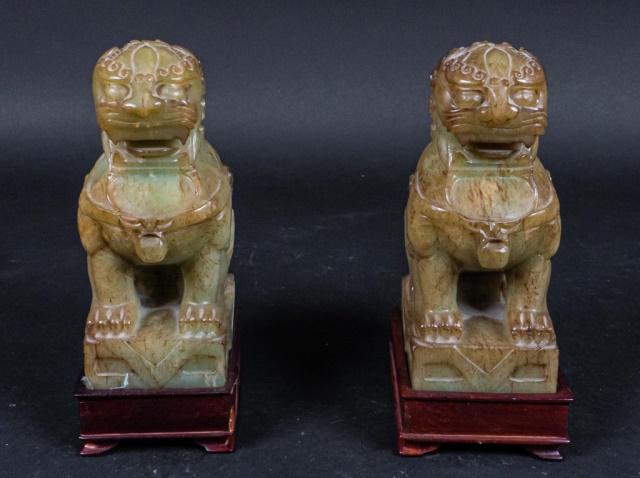 Pair of Hardstone Chinese Foo Lions (1 of 11)