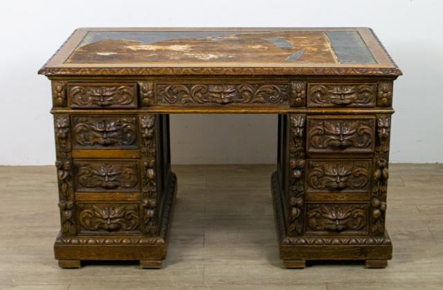 English Jacobean Oak Carved Desk (1 of 10)