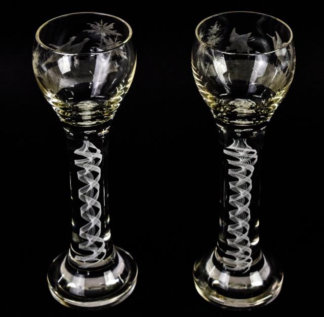 Pair of Opaque Twist Style Crystal Goblets (1 of 8)