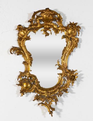 Rococo Style Gilt Metal Mirror (1 of 9)