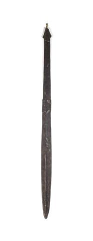 War Club: War club, includes a subtle relief resembling a snake or other long animal along almost the whole length of the club, and a geometric design (perhaps of stylized fish) at the center of the club. Simil
