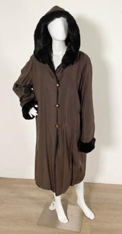 Brown Silk Reversible Coat with Mink Lining (1 of 12)