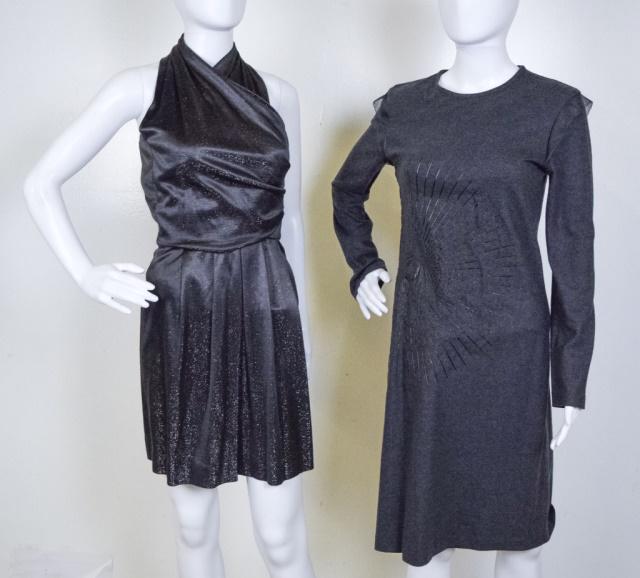 Geoffrey Beene Halter Sparkle Dress and Trace: Geoffrey Beene Halter Sparkle Dress - approximately a size 6 and Trace long sleeve mod dress with firework design - size 40