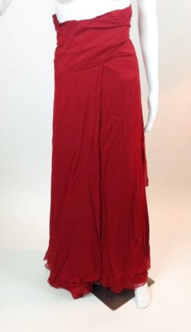 Designer Morgane La Fay - Full Length Wrap Skirt: Morgane La Fay - Full Floor Length Red Wrap Skirt from Designer Collection - No Sizing - approx. measures women's 8