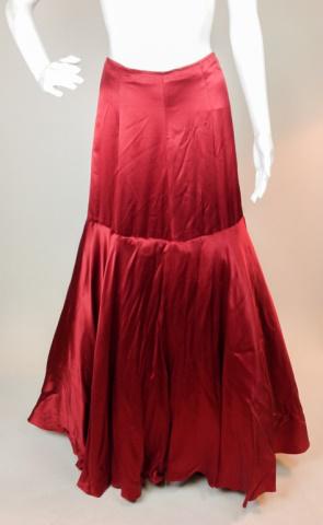 Designer Morgane La Fay - Full Length Silk Skirt: Designer Morgane La Fay - Full Length Red Silk Skirt Black Tulle Liner (pouf effect) Size Small