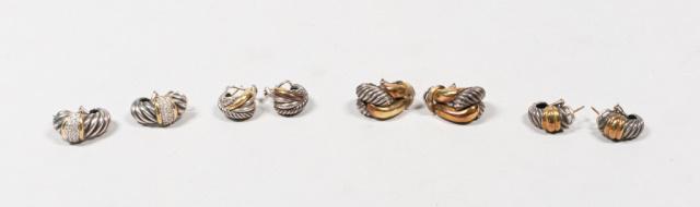 4 Pairs of David Yurman Sterling & Gold Earrings (1 of 9)