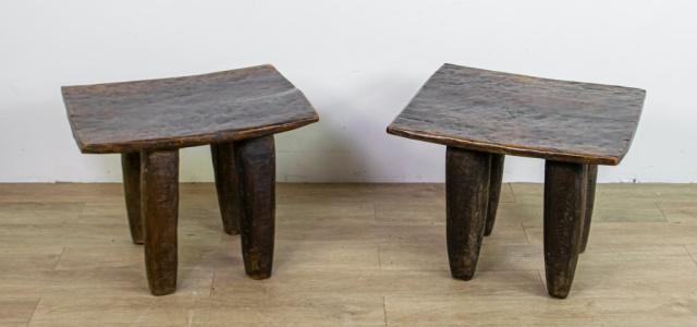 2 Primitive Wooden Side Tables: 2 primitive side tables. 18 1/2" H X 24" L X 20" W & 18 1/2" H X 23 1/2" L X 19 1/2" W. From the Roman and Williams designed 211 Elizabeth Street in New York City.