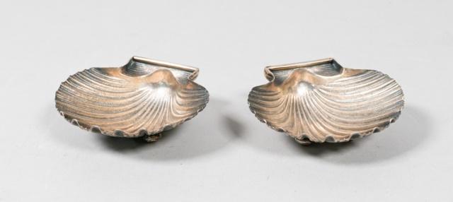 Pair of Buccellati Sterling Shell Dishes: Buccellati (Italy, 1919-present). Pair of sterling silver scallop form footed shell dishes. Signed Buccellati 925 on the rim. Each 3 1/4" x 3 /4", 106.7 grams total