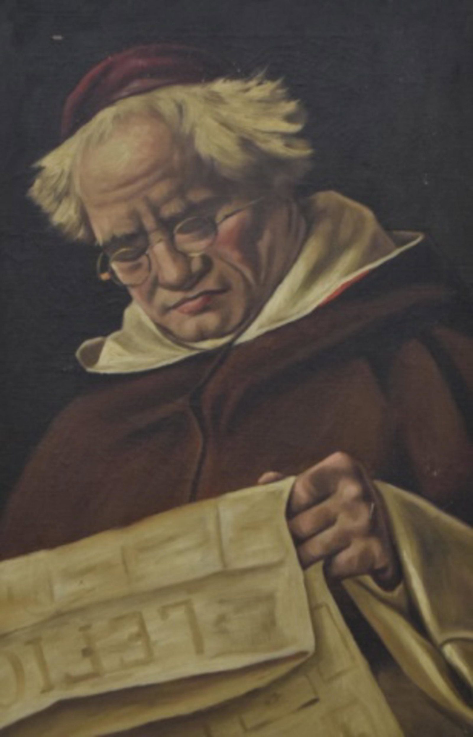 19th Century Oil on Canvas Cardinal Reading (1 of 8)