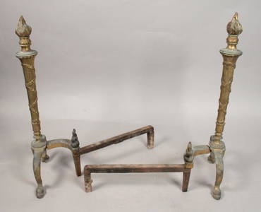 Brass Torch Andirons