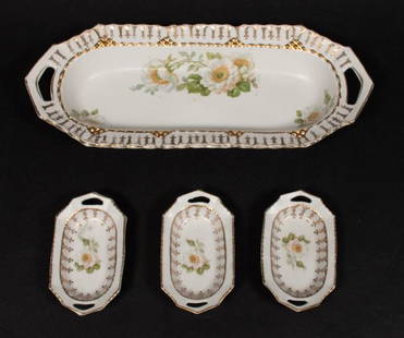 4 MVco Germany Porcelain Platters: 4 MVco Germany porcelain platters. Largest: 12" L x 5" W.