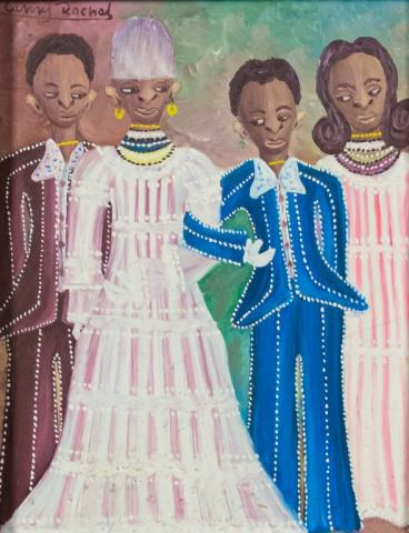 Camy Rocher Haitian Oil on Masonite Wedding Scene (1 of 7)