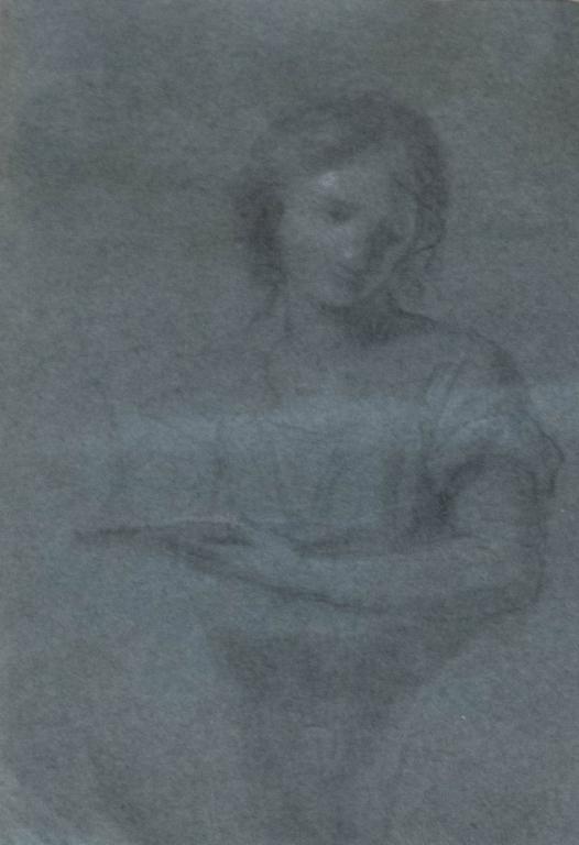 Nicolas Bernard Lepicie Charcoal on Paper: Nicolas Bernard Lepicie (Paris, 1735-1785) charcoal drawing on paper, "Study of a Young Man". Sight: 4" H x 3 1/2" W. Frame: 8 1/2" H x 6 1/2" W. Label on verso: "From Walter Schatzki, New York."