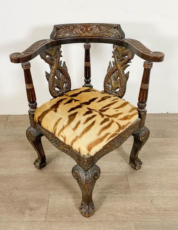 Anglo-Indian Carved Corner Chair (1 of 14)