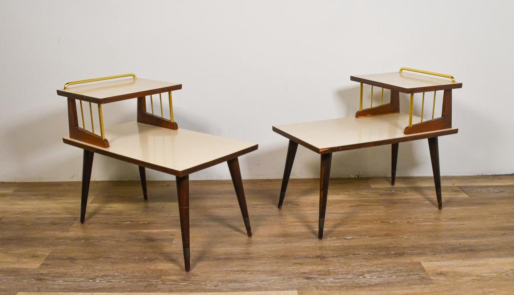 Pair Mid Century Modern Step Down End Tables (1 of 7)