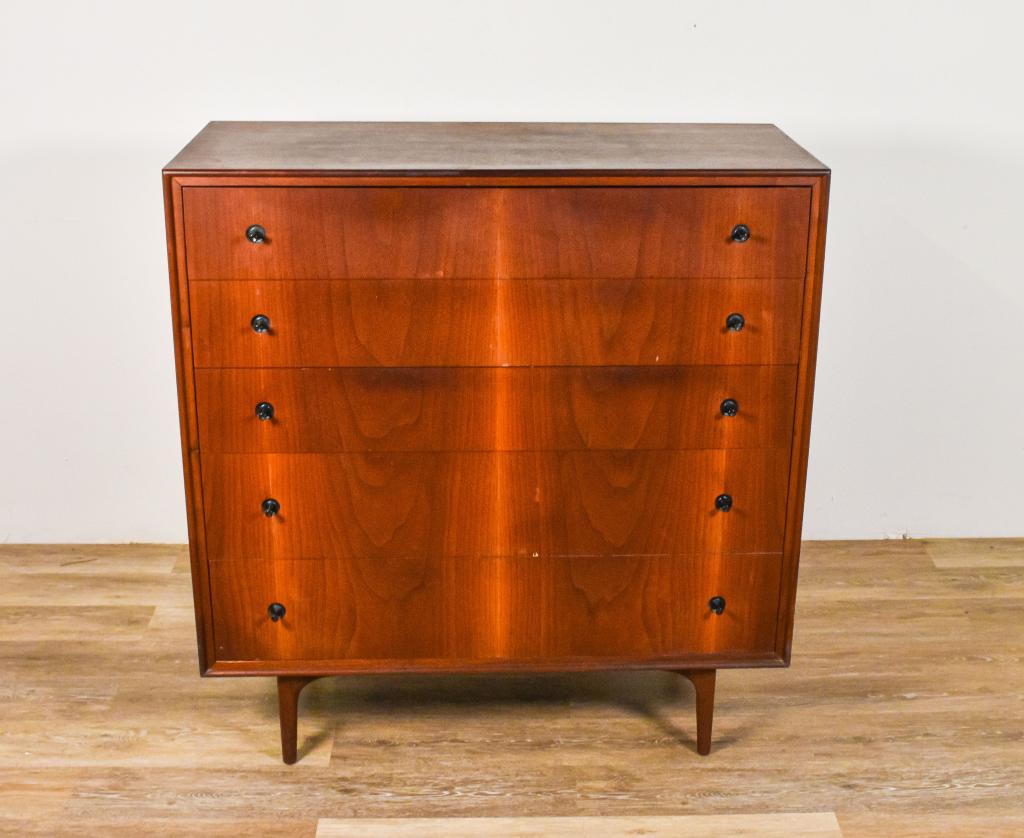 Mid Century Modern Book Match Veneer Tall Chest (1 of 7)