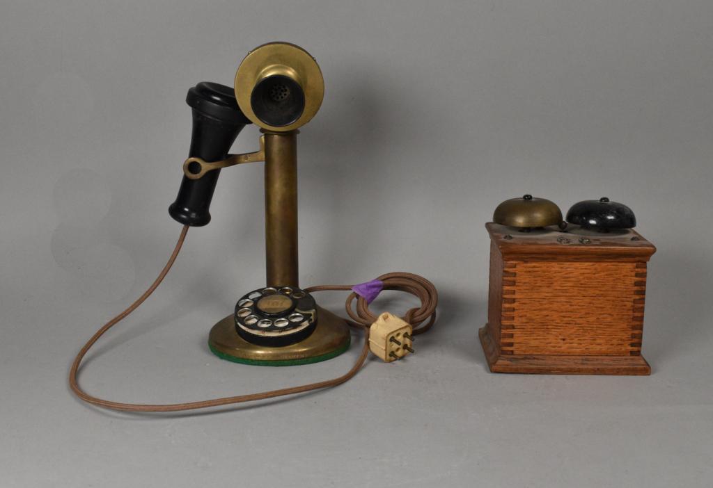 Brass Candlestick Rotary Phone and Ringer (1 of 9)