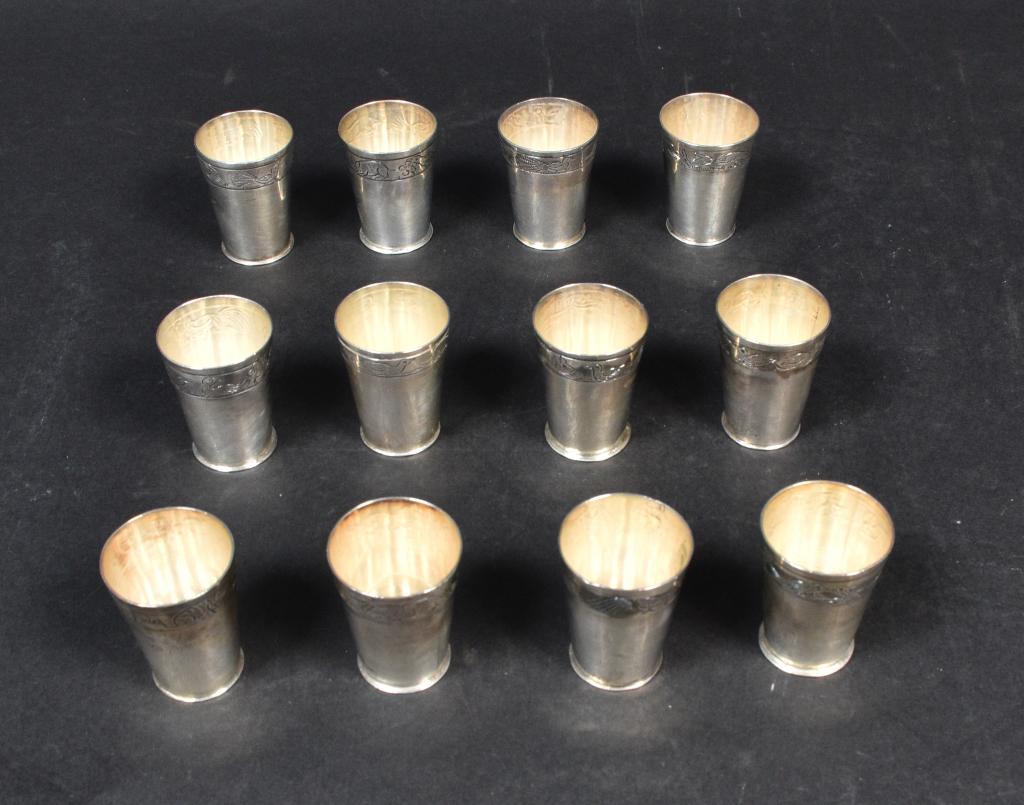 Set of 12 Sanborns Mexican Sterling Shot Glasses (1 of 6)