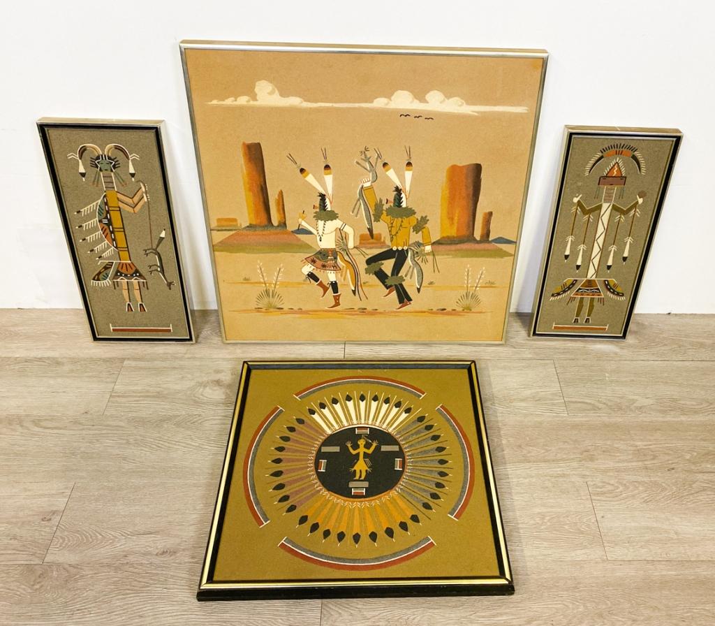 4 Pieces Native American Sand Art (1 of 16)