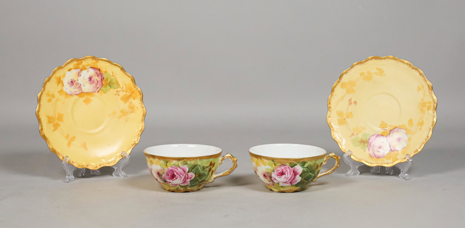 2 B&H Limoges Porcelain Cups and Saucers (1 of 10)