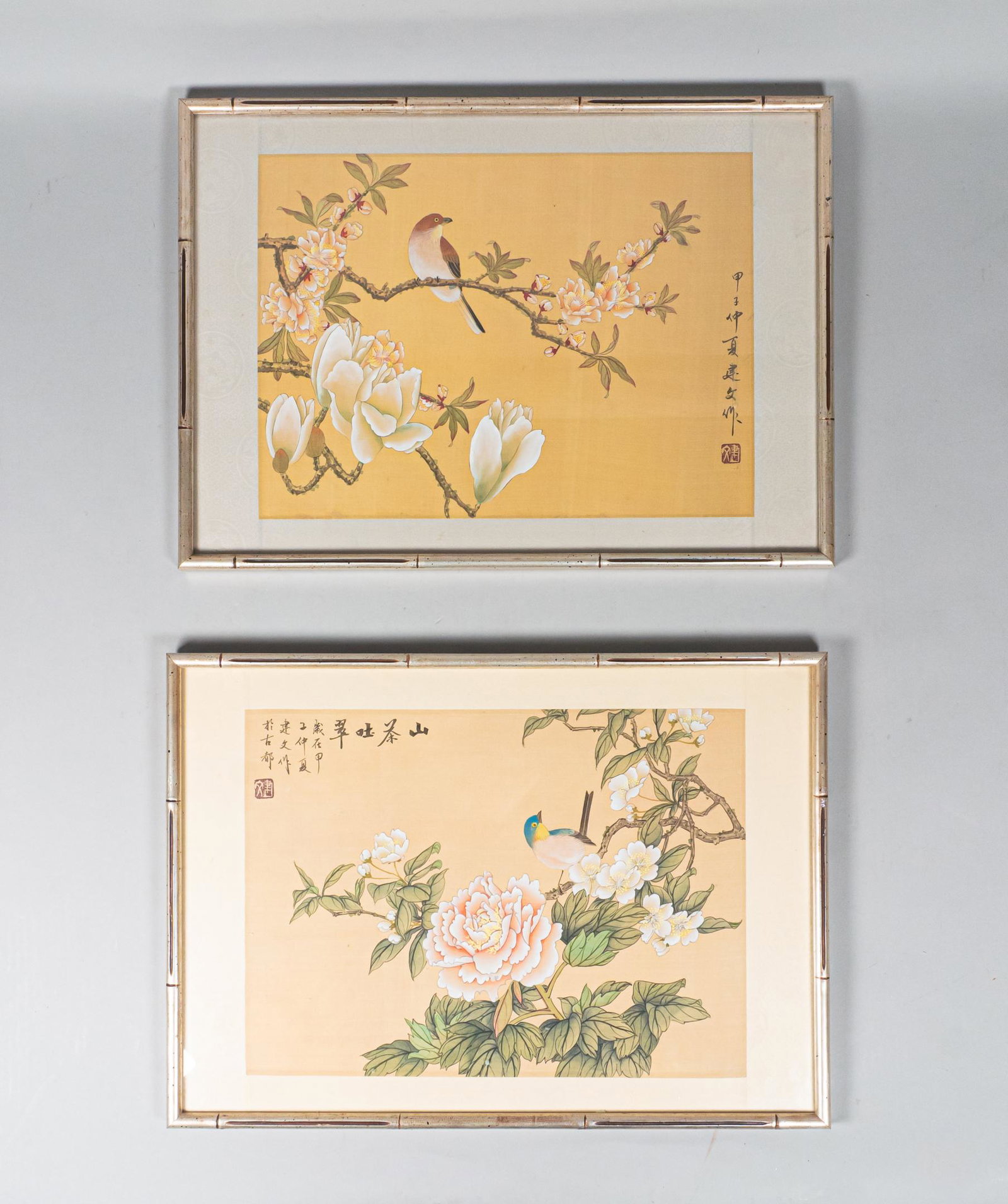 2 Chinese Bird Paintings on Silk (1 of 11)