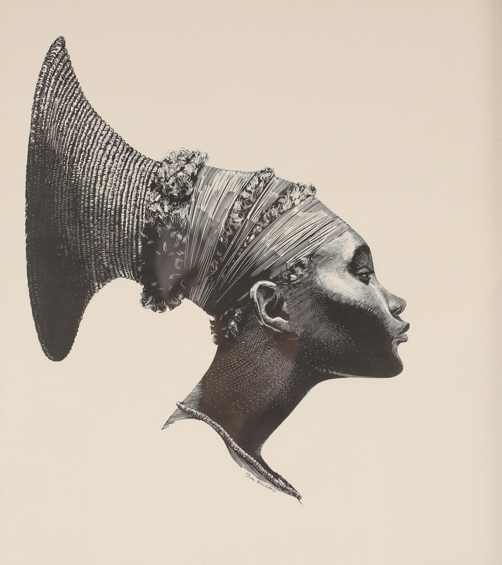 Donald Miller Lithograph "Mangbetu Woman, Zaire" (1 of 5)