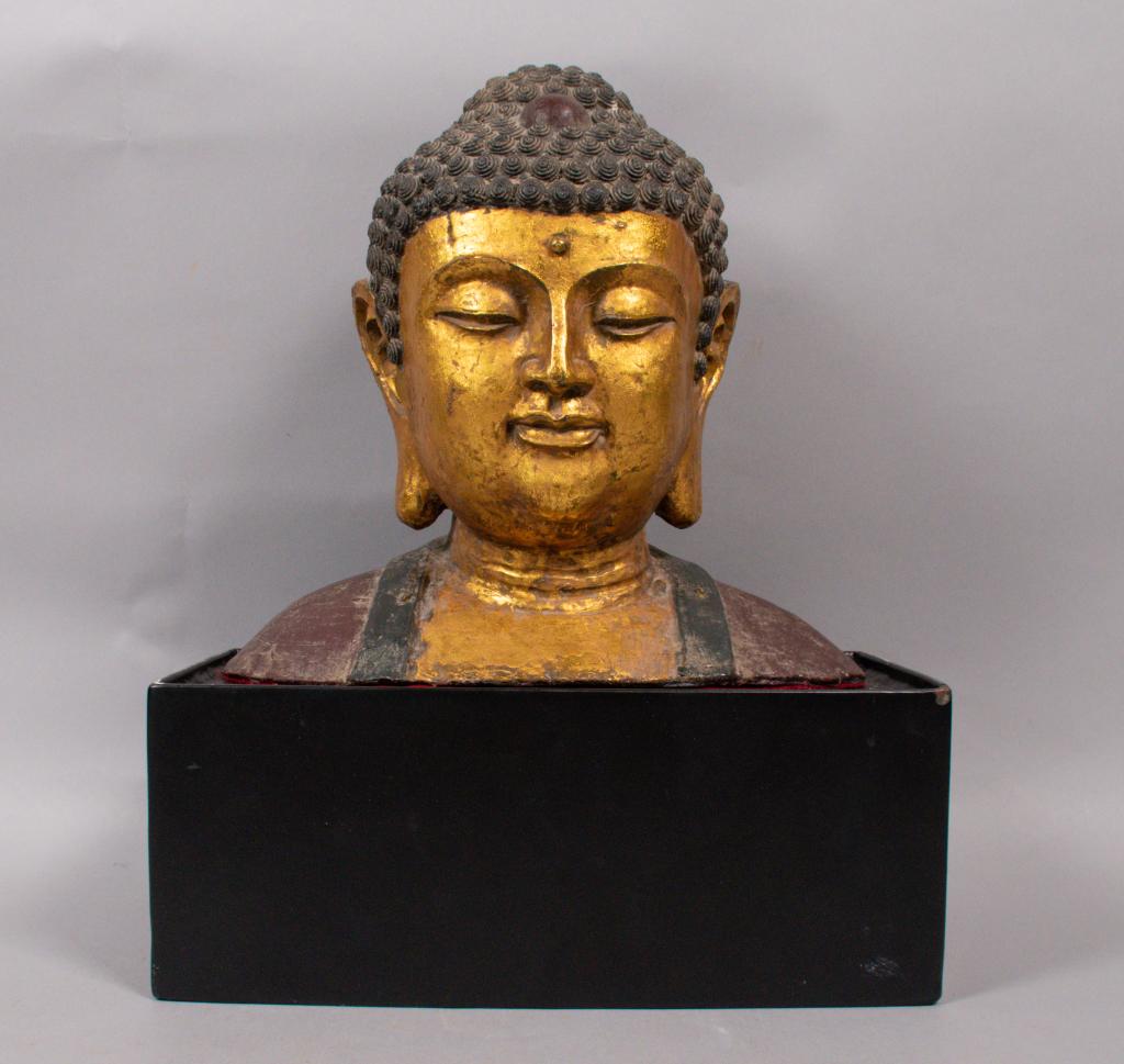 Chinese White Metal Buddha Bust (1 of 6)