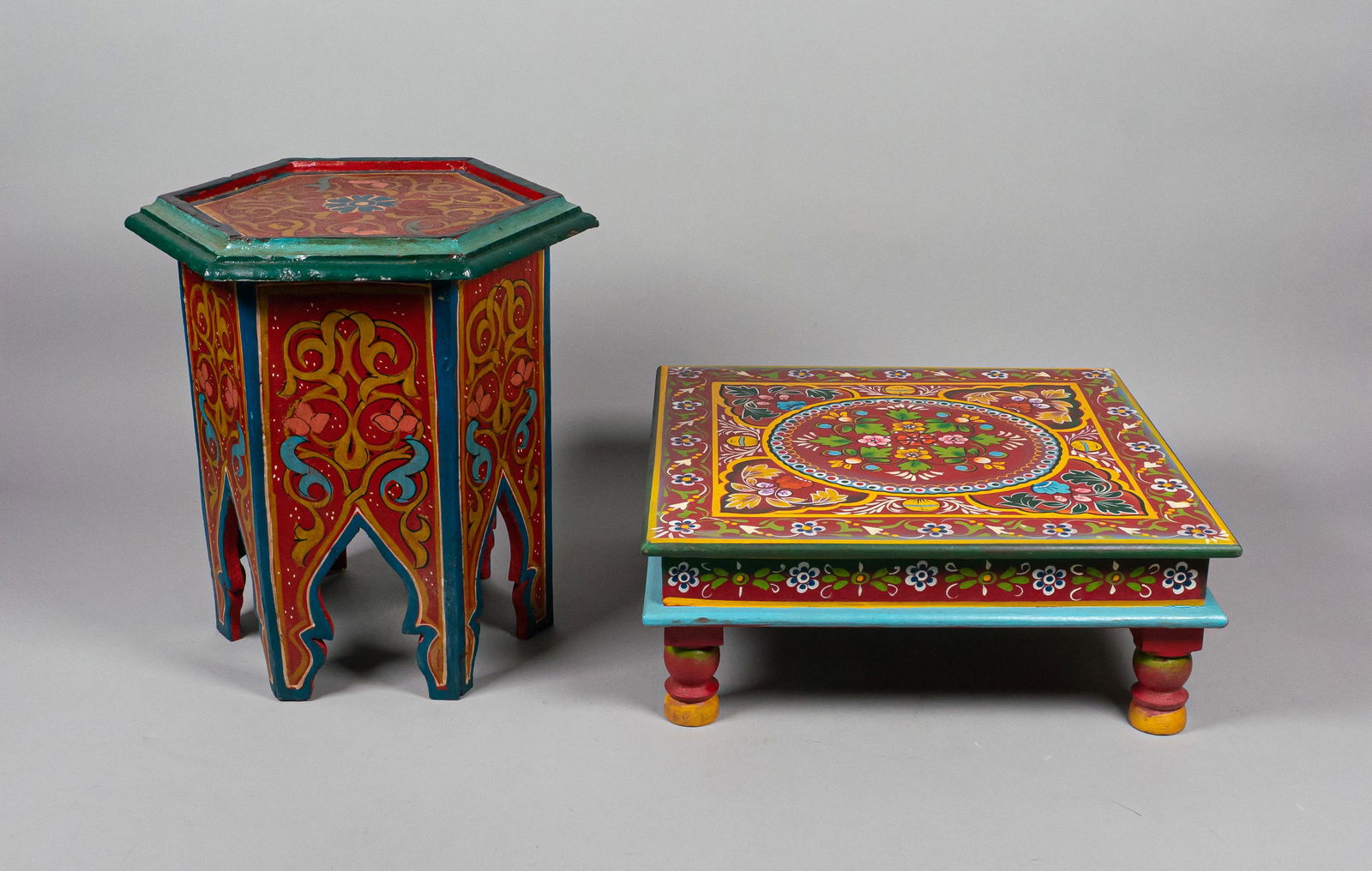 2 Wood Floral Folk Art Stands (1 of 13)
