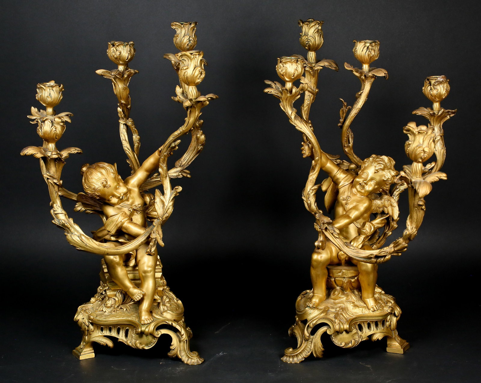 Pair of Gilt Bronze Figural Candelabra (1 of 9)