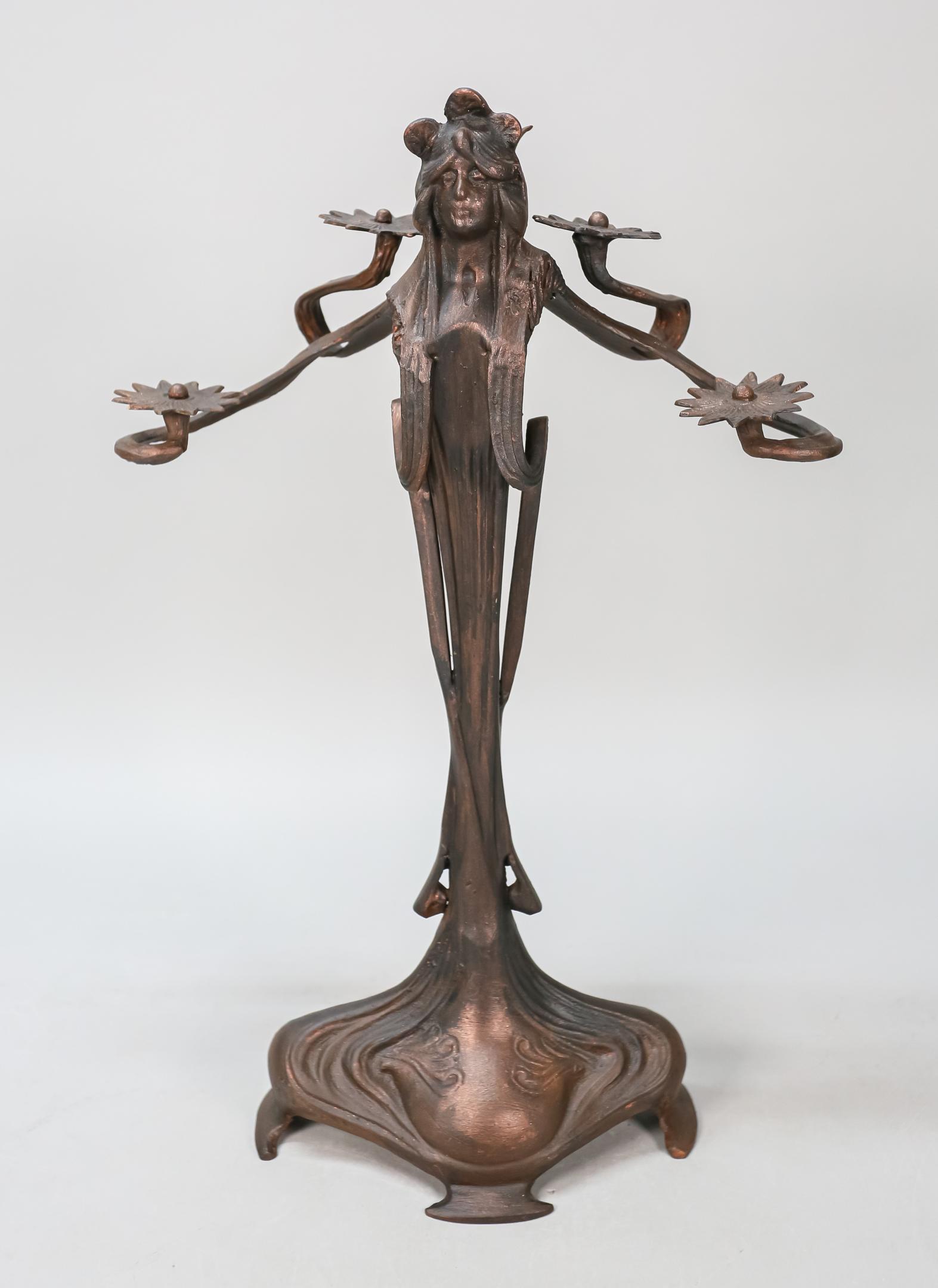 Art Nouveau Figural Patented Metal Candlestick (1 of 8)