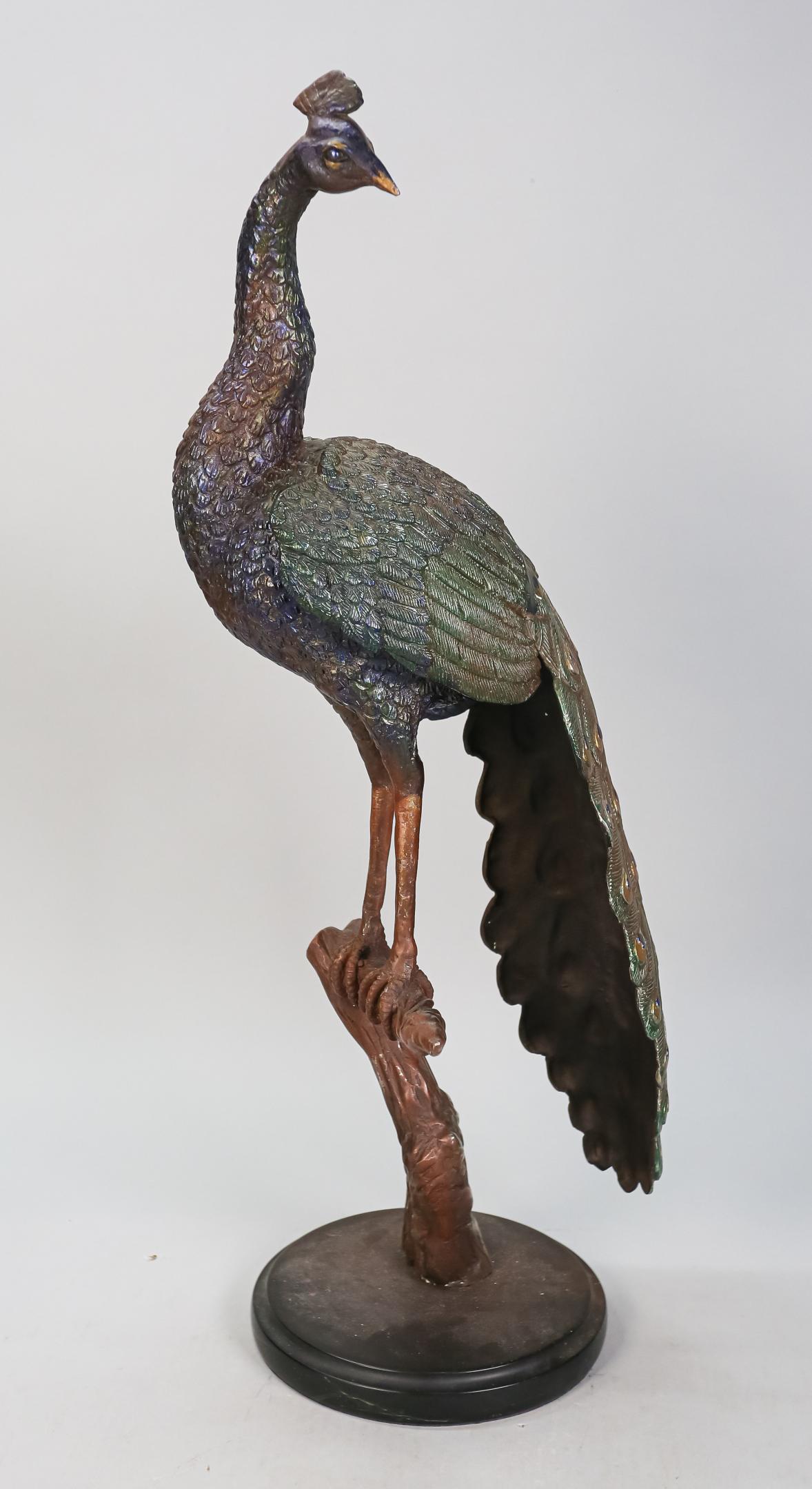 White Metal Peacock on Branch (1 of 6)