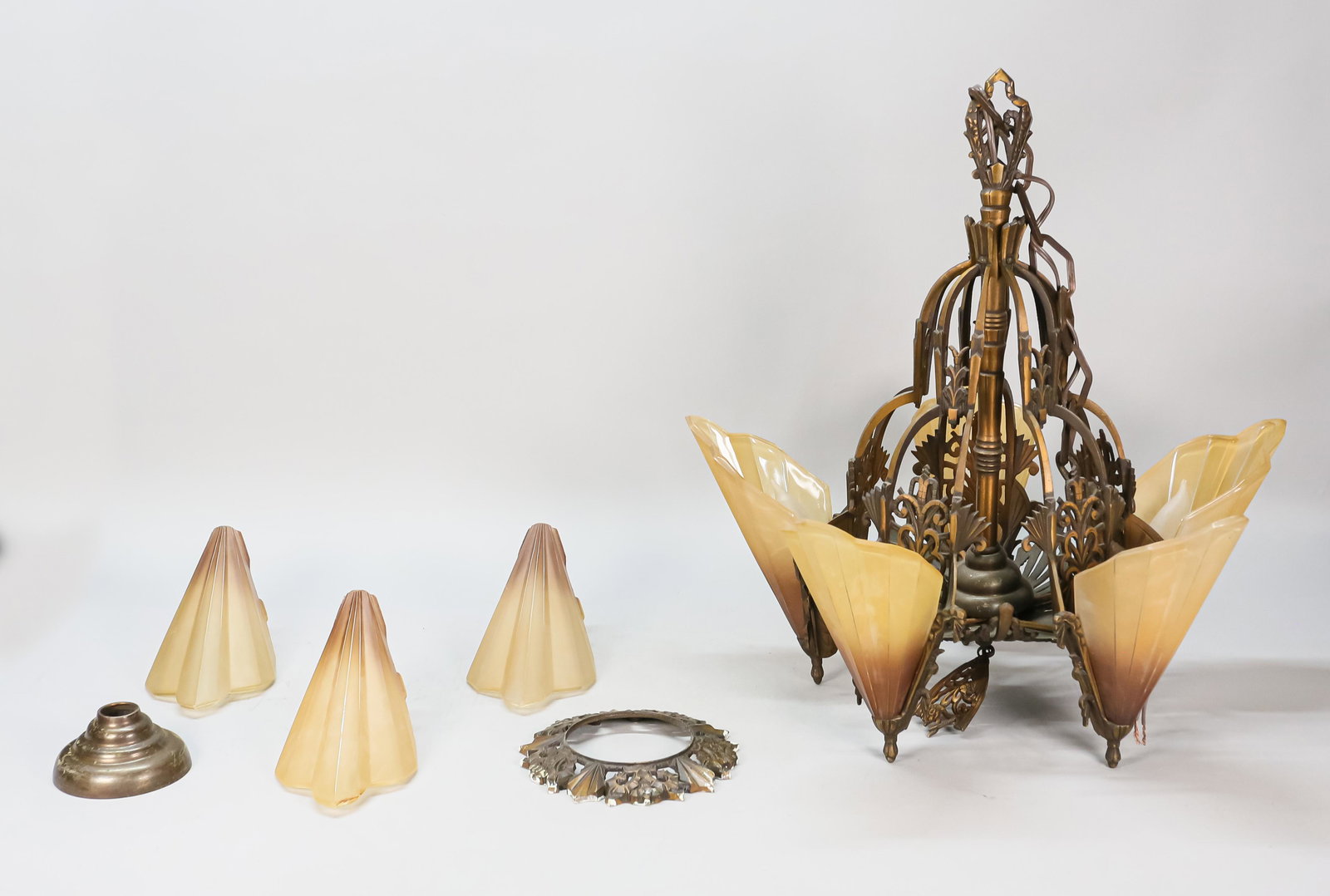 Bronze Art Deco 5 Light Fixture (1 of 7)