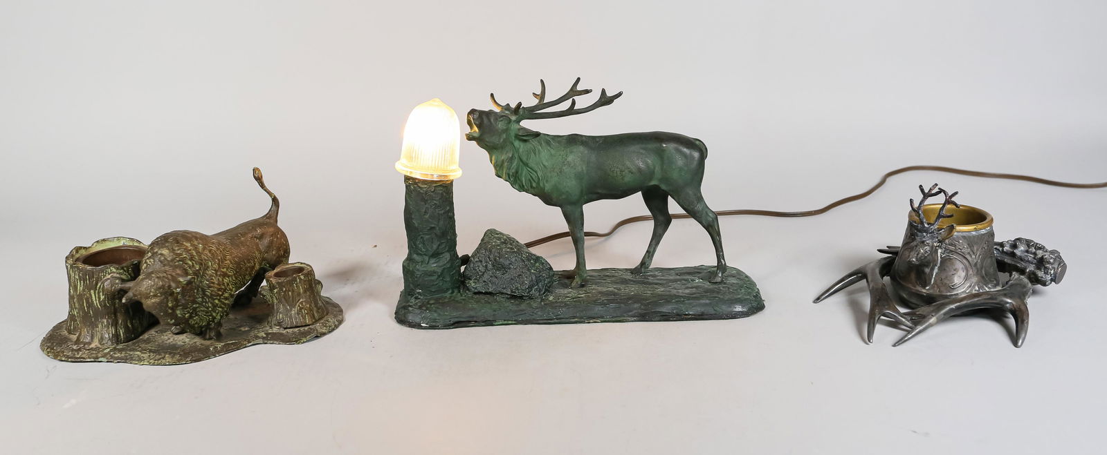 Moose Table Lamp, Buffalo & Stag Inkwells (1 of 15)
