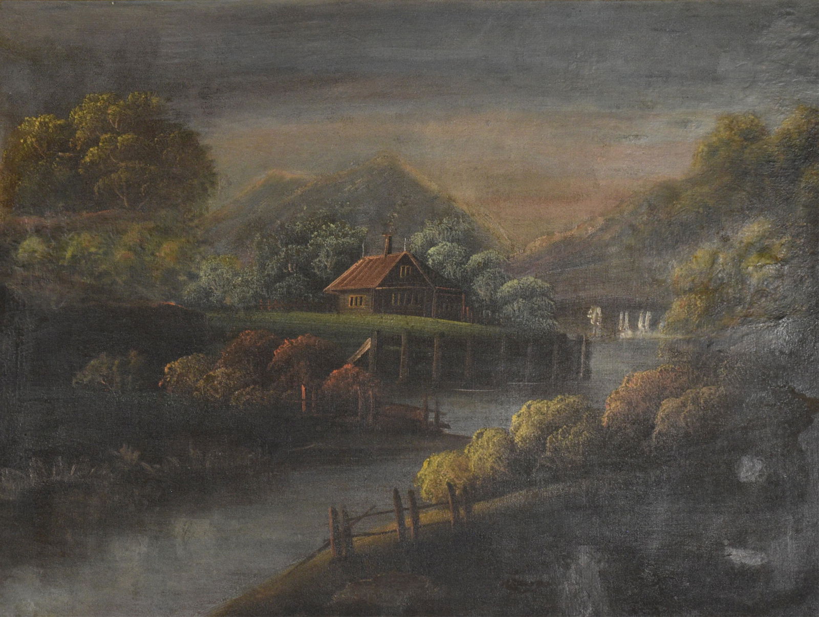 Hudson River Valley School Oil on Canvas Landscape (1 of 6)