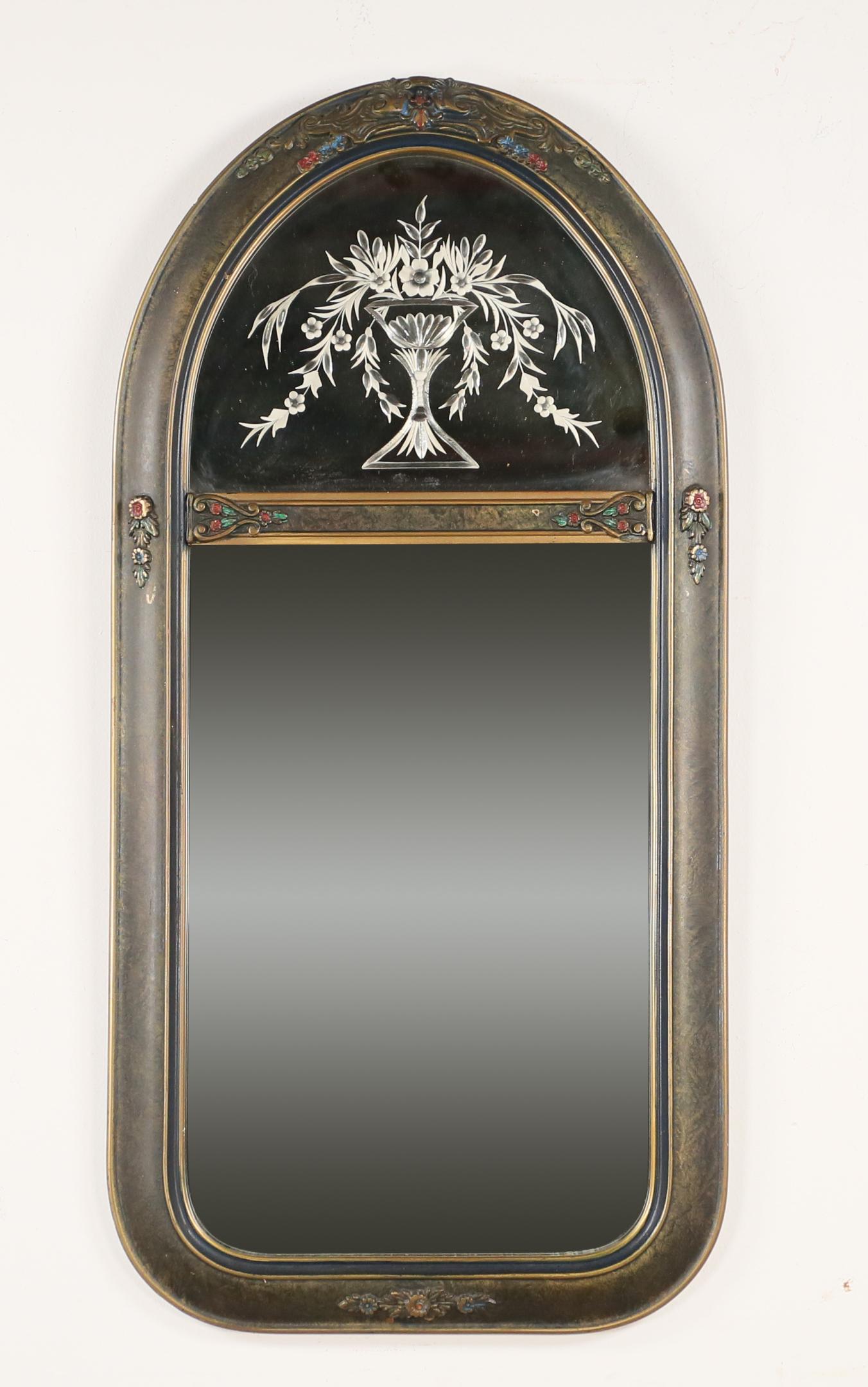 Etched and Painted Art Deco Style Mirror (1 of 5)