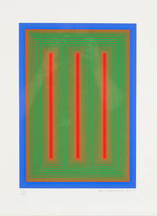 Richard Anuszkiewicz Op-Art Serigraph: Richard Anuszkiewicz (American, Pennsylvania / New York, 1930-2020). Op-art serigraph from the Temple series. Pencil signed, dated 2000 and numbered 109/125 in the lower margin. Publisher's