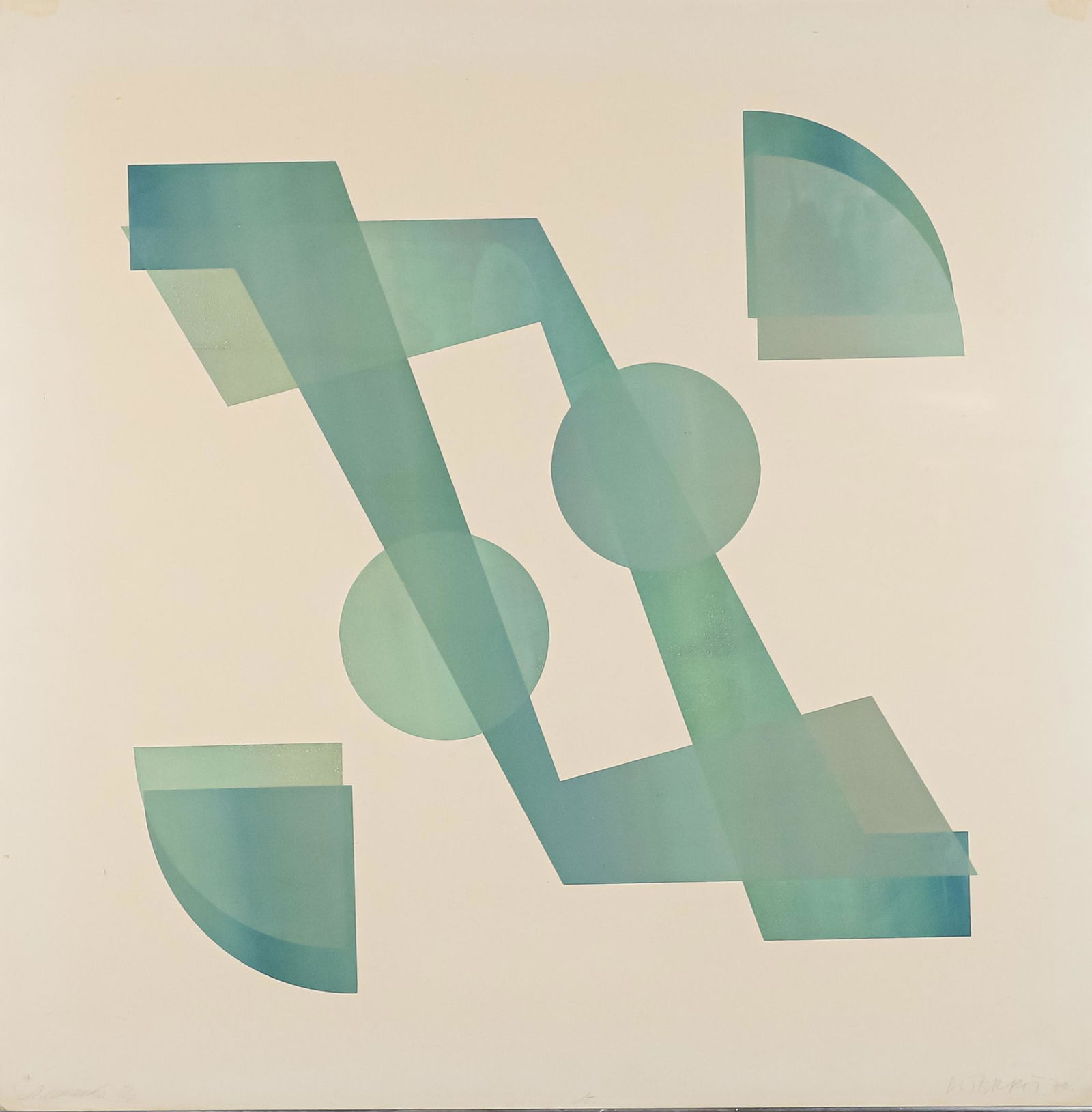 Dieter Roth Silkscreen Die Gegenlose Welt #15: Dieter Roth (Switzerland, 1930-1998) and Stefan Wewerka (Germany, 1928-2013). Silkscreen on cardboard, Die Gegenlose Welt #15. Pencil signed and dated Dieter Rot 70 lower right and Stefan Wewerka lowe