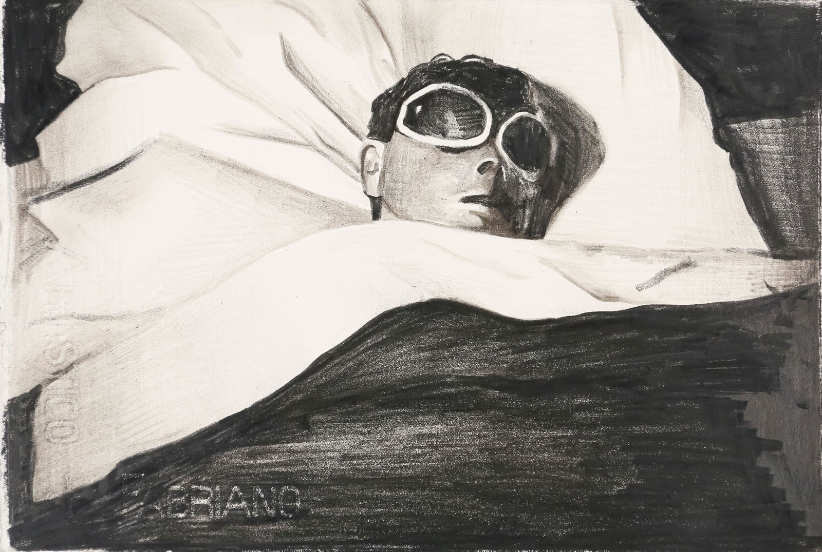 Marcel van Eeden Charcoal on Paper: Marcel van Eeden (Dutch, b. 1965) pencil and charcoal drawing on watermarked Fabriano paper, untitled. Signed and dated 2006 on verso in pencil. 7 1/2" x 11 1/4".