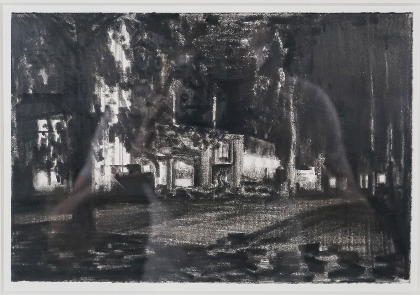 Marcel van Eeden Charcoal on Paper: Marcel van Eeden (Dutch, b. 1965) pencil and charcoal drawing on paper, untitled. 8" x 11 1/2" (with frame: 19 1/2" x 24 1/2").