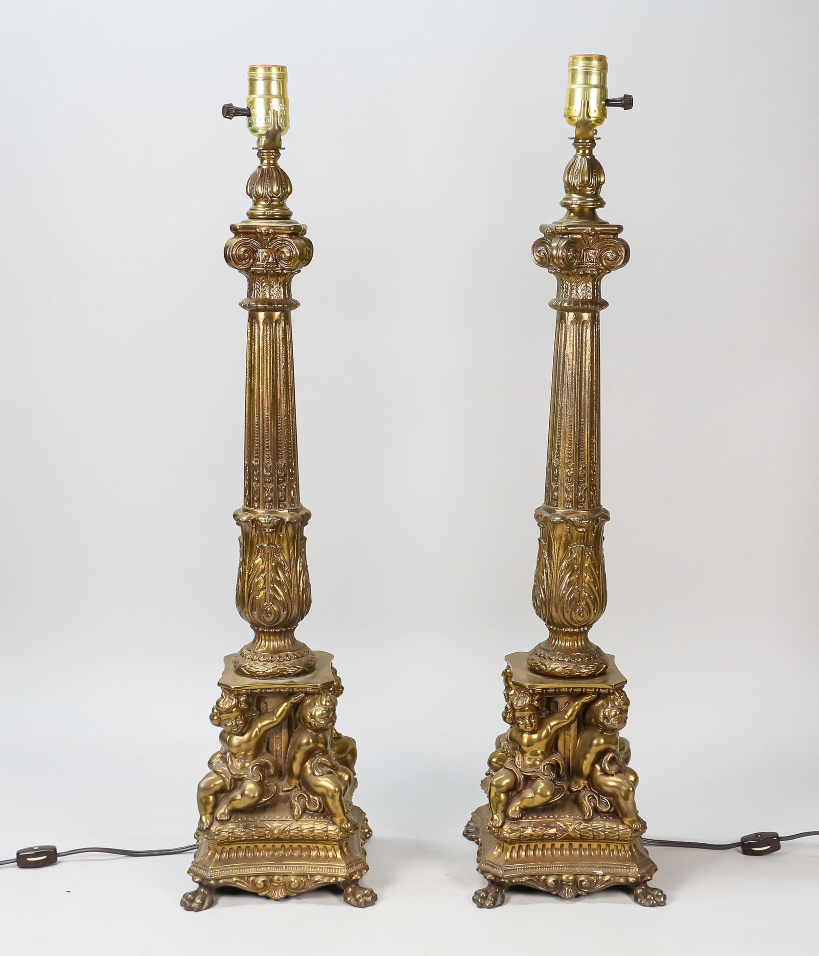 Pair of Neoclassical Metal Lamps (1 of 7)