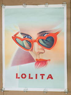 Roger Soubie "Lolita" Film Poster Lithograph: Roger Soubie (French, 1898-1964) poster for the 1962 film "Lolita" directed by Stanley Kubrick. Lithograph on paper. Signed upper right. Printed in France. Folds and small tears on lower left, tear to