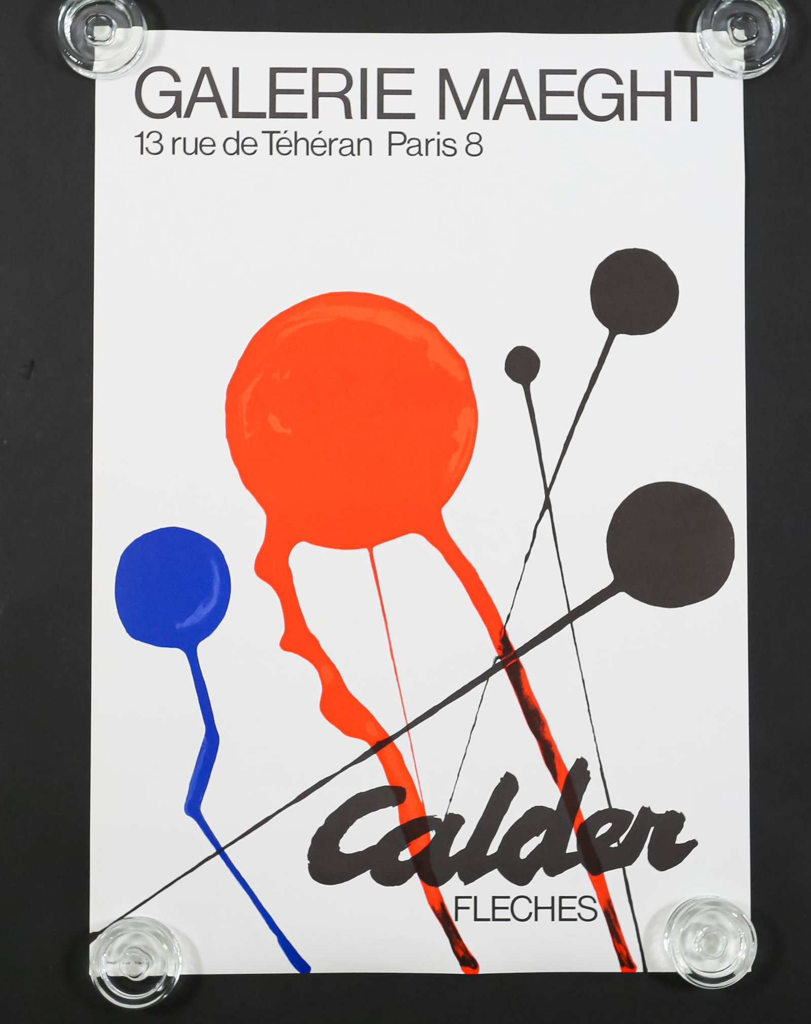 Alexander Calder Fleches Galerie Maeght Poster: Alexander Calder (New York, 1898-1976). Lithograph poster for exhibition entitled Fleches at Galerie Maeght, Paris 1968. Marked Maeght Editeur, Arte Paris lower left. 28 3/4" x 19 3/4".