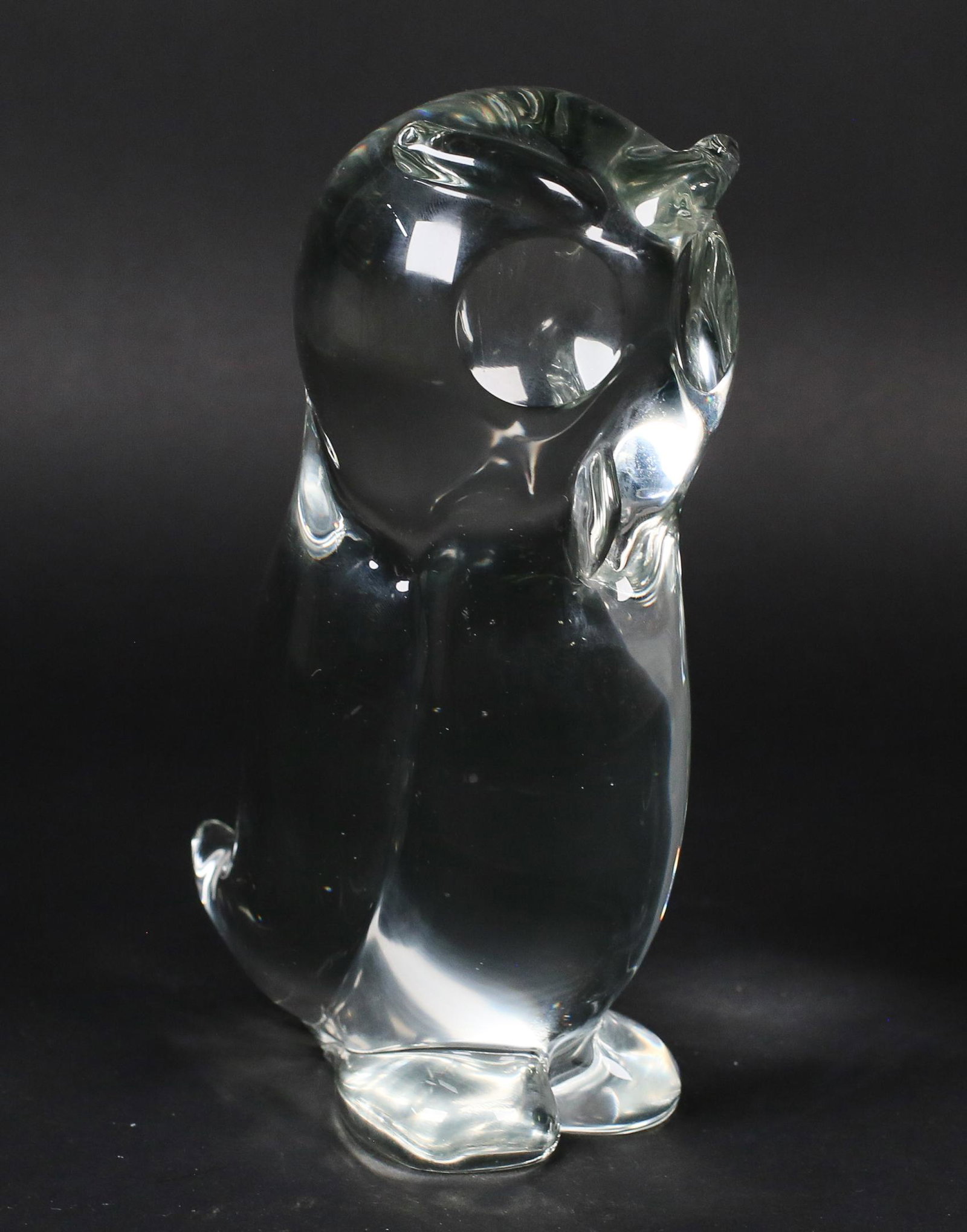 Cartier Crystal Owl: Signed Cartier crystal owl. 8 1/2" H x 5 1/2" W.